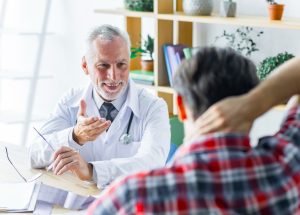 A doctor is talking to a patient