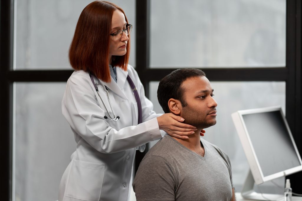 Best spine doctor is checking up a patient